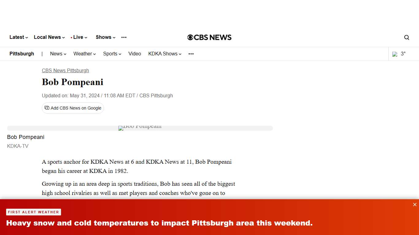 Bob Pompeani - CBS Pittsburgh